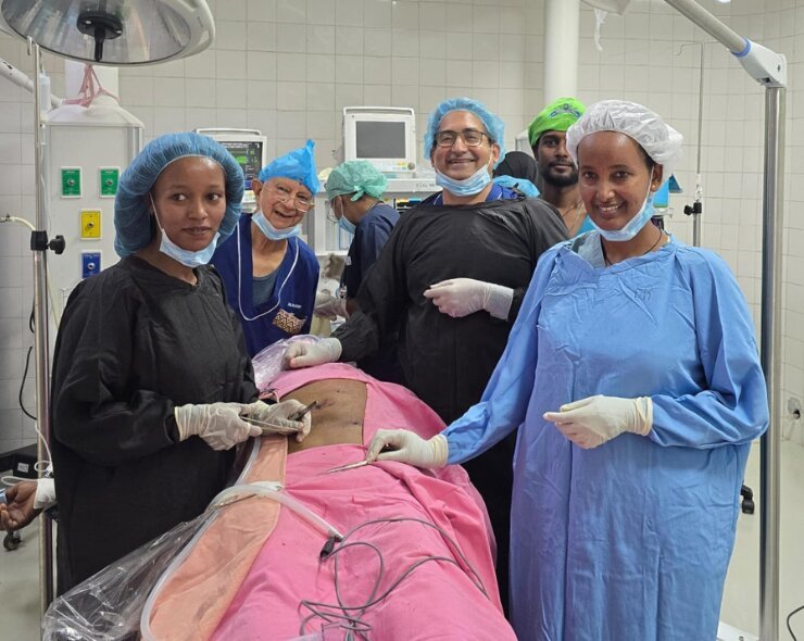 Dr. Vikram Lotwala with his surgical team in the operation theatre at Wings Hospital, Surat